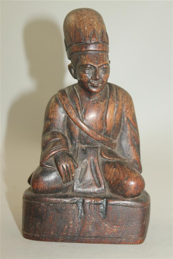 A Chinese Jichimu seated figure of a monk, 19th century, 8cm